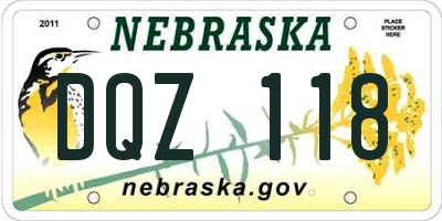 NE license plate DQZ118