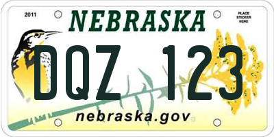 NE license plate DQZ123