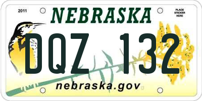 NE license plate DQZ132
