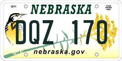 NE license plate DQZ170