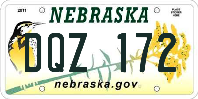 NE license plate DQZ172