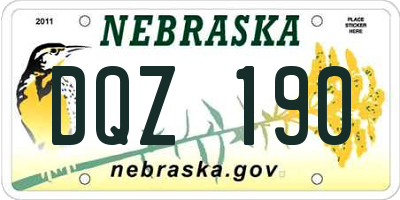 NE license plate DQZ190