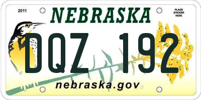NE license plate DQZ192