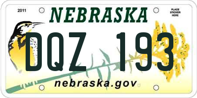 NE license plate DQZ193
