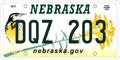 NE license plate DQZ203