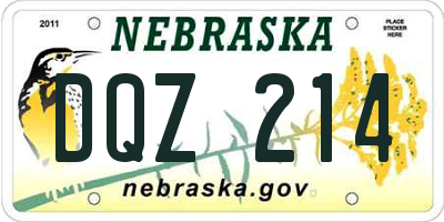 NE license plate DQZ214