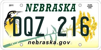 NE license plate DQZ216