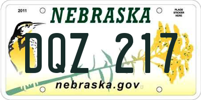 NE license plate DQZ217