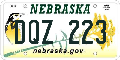 NE license plate DQZ223