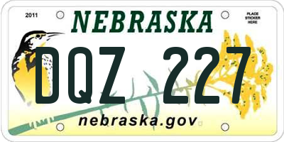 NE license plate DQZ227