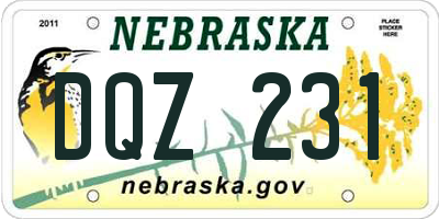 NE license plate DQZ231