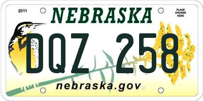 NE license plate DQZ258