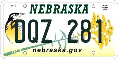NE license plate DQZ281