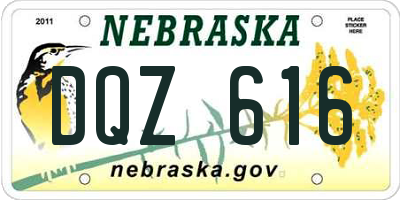 NE license plate DQZ616