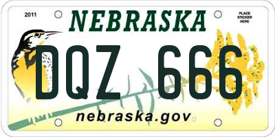 NE license plate DQZ666