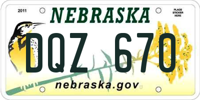 NE license plate DQZ670