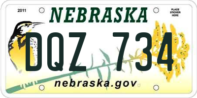 NE license plate DQZ734