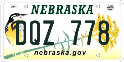 NE license plate DQZ778