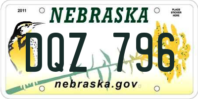 NE license plate DQZ796