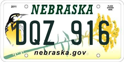 NE license plate DQZ916