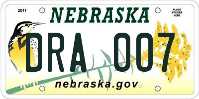 NE license plate DRA007