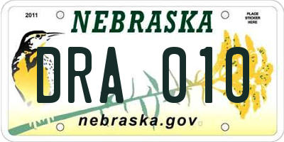 NE license plate DRA010