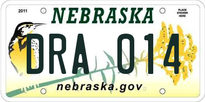 NE license plate DRA014