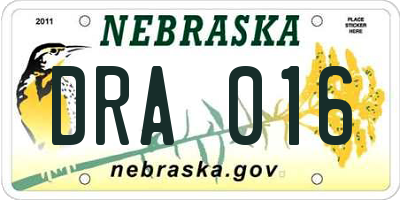 NE license plate DRA016