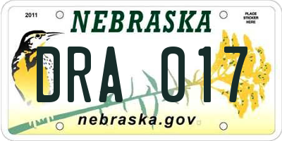 NE license plate DRA017