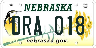 NE license plate DRA018