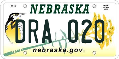 NE license plate DRA020