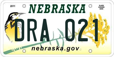 NE license plate DRA021