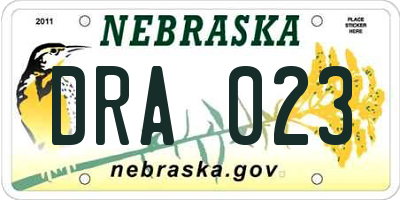 NE license plate DRA023