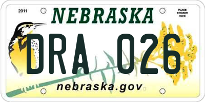 NE license plate DRA026