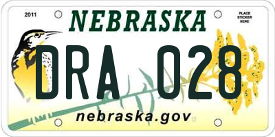 NE license plate DRA028