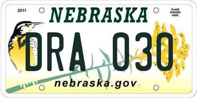 NE license plate DRA030