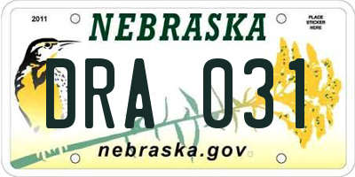 NE license plate DRA031