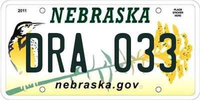 NE license plate DRA033