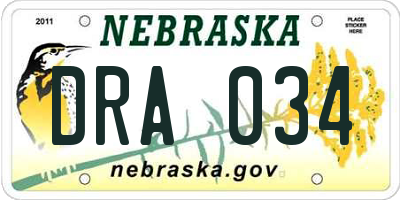 NE license plate DRA034
