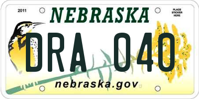 NE license plate DRA040