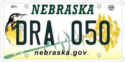NE license plate DRA050