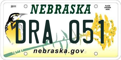 NE license plate DRA051