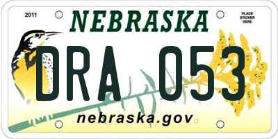 NE license plate DRA053