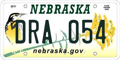 NE license plate DRA054