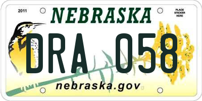 NE license plate DRA058