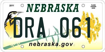 NE license plate DRA061