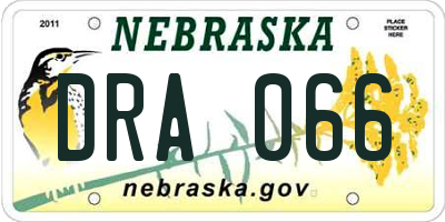 NE license plate DRA066
