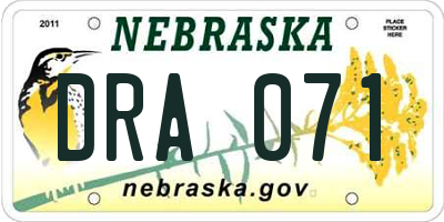 NE license plate DRA071