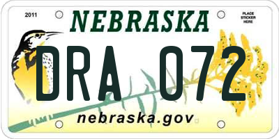 NE license plate DRA072