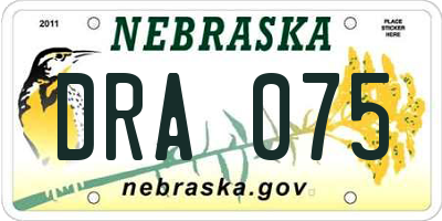 NE license plate DRA075